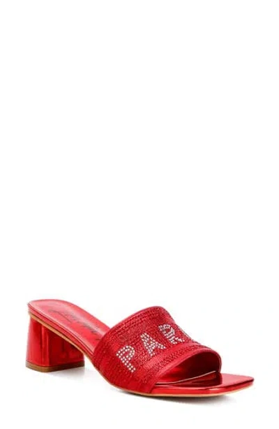 London Rag Messels Rhinestone Embellished Slide Sandal In Red