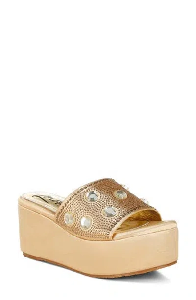 London Rag Meta Charts Wedge Sandal In Gold