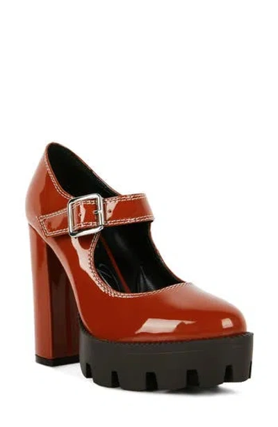 London Rag Millenial Bug Mary Jane Platform Pump In Tan