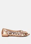 LONDON RAG MOIRA WOVEN PEEP TOE FLATS