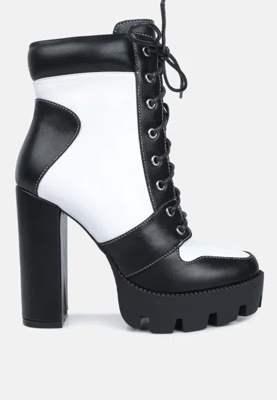 London Rag Moos Block Heel Lace Up Boots In Black