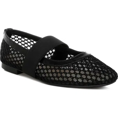 London Rag Nayela Mesh Mary Jane Flat In Black