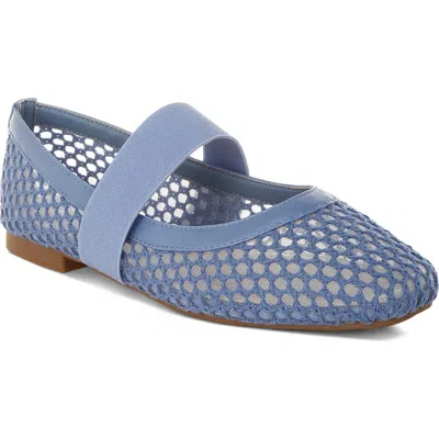 London Rag Nayela Mesh Mary Jane Flat In Blue