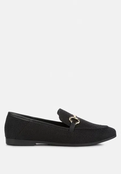 London Rag Neoma Horsebit Detail Flat Canvas Loafers In Black