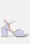 London Rag Nicholas Pleated Strap Block Heel Sandals In Blue