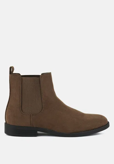 London Rag Nitro Micro Suede Chelsea Boots In Brown