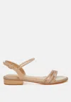 London Rag Nobbity Rhinestone Pearl Detail Flat Sandals In Beige