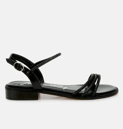 London Rag Nobbity Rhinestone Pearl Detail Flat Sandals In Black