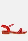 London Rag Nobbity Rhinestone Pearl Detail Flat Sandals In Red