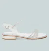 London Rag Nobbity Rhinestone Pearl Detail Flat Sandals In White
