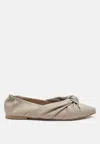 London Rag Norma Knot Detail Elasticated Ballet Flats In Beige