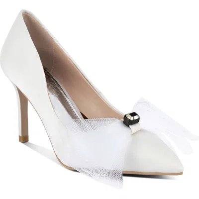 London Rag Odette Crystal Embellished Bow Stiletto Pump In White