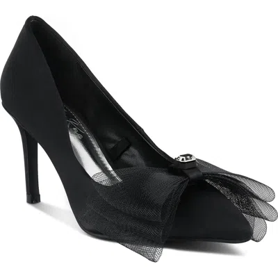 London Rag Odette Crystal Embellished Bow Stiletto Pump In Black