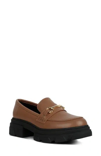 London Rag Oklyn Horsebit Emblesihed Chunky Platform Loafers In Brown