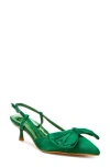 London Rag Okshak Bow Pointed Toe Slingback Satin Pump In Green