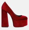 London Rag Old Novelty Platform Heel Velvet Pumps In Red
