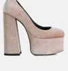 London Rag Old Novelty Platform Heel Velvet Pumps In White
