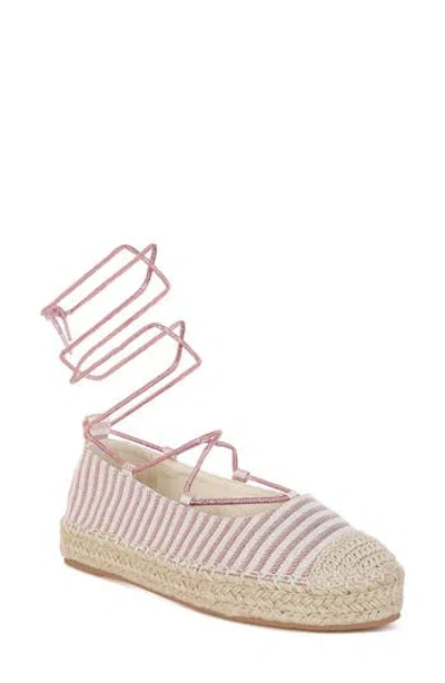 London Rag Oplin Espadrille Ankle Wrap Flat In Pink