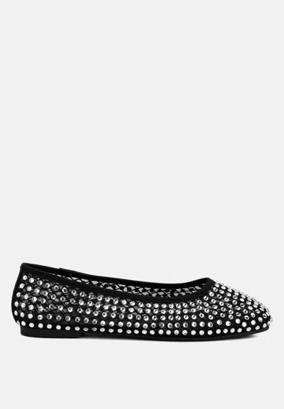 London Rag Orson Naked Rhinestone Ballerinas In Black
