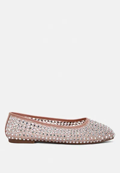 London Rag Orson Naked Rhinestone Ballerinas In Pink