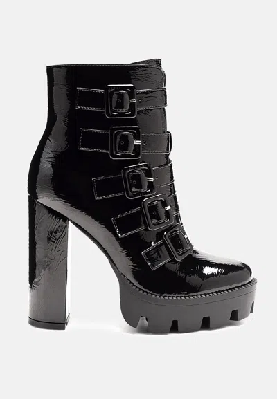 London Rag Ouzaki High Block Heeled Boots In Black