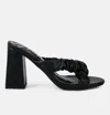 London Rag Page 3 Scrunchie Strap Block Sandals In Black