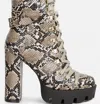 London Rag Palmetto Snake Skin Ankle Boots In Orange