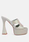 London Rag Pda Croc High Heel Platform Sandals In White