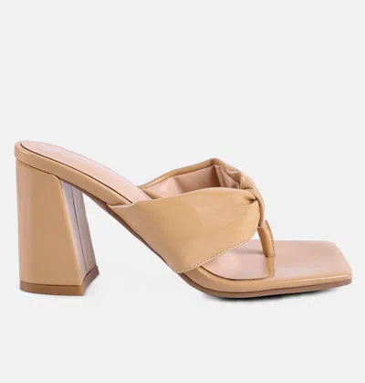 London Rag Phantom Ruched High Heeled Thong Sandals In Beige
