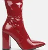 London Rag Pluto Block Heel Stiletto Ankle Boot In Red