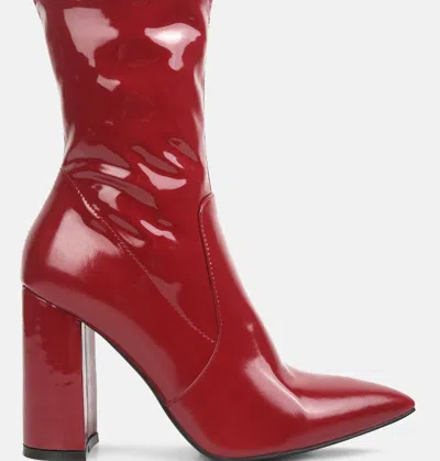 London Rag Pluto Block Heel Stiletto Ankle Boot In Red