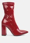London Rag Pluto Block Heel Stiletto Ankle Boot In Red