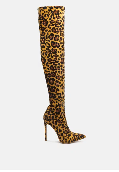 London Rag Pokey Suede Over The Knee Block Heeled Boots In Yellow