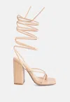 LONDON RAG POLE DANCE LACE UP BLOCK HEELED SANDALS