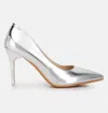 London Rag Poudre Metallic Patent Faux Leather Pumps In Silver