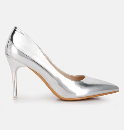 London Rag Poudre Metallic Patent Faux Leather Pumps In Silver