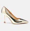 London Rag Poudre Metallic Patent Faux Leather Pumps In Yellow