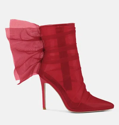 London Rag Princess Organza Wrapped Style Heeled Ankle Boots In Red