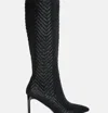 London Rag Prinkles Quilted Italian Block Heel Calf Boots In Black