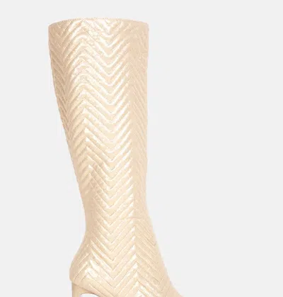 London Rag Prinkles Quilted High Italian Block Heeled Calf Boots In Beige