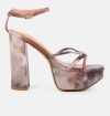 London Rag Prisma Tie-dye High Platform Heeled Sandals In Brown