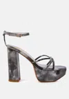 London Rag Prisma Tie-dye High Platform Heeled Sandals In Grey