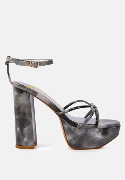 London Rag Prisma Tie-dye High Platform Heeled Sandals In Grey