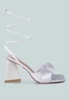 London Rag Pristine Satin Strap Triangular Block Heel Sandals In Purple