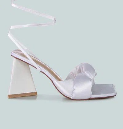 London Rag Pristine Satin Strap Triangular Block Heel Sandals In Purple