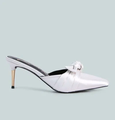 London Rag Queenie Satin Stiletto Mule Sandals In White
