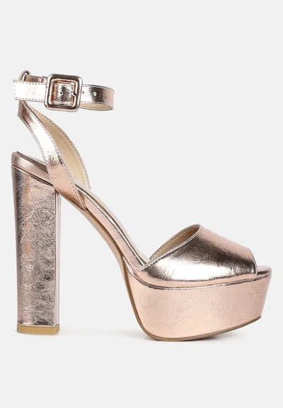 London Rag Rager Peep-toe High Platform Block Sandals In Multi