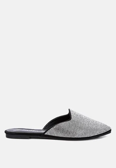London Rag Rayen Rhinestones Embellished Mules In Silver