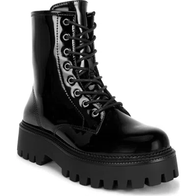 London Rag Reginalda Faux Leather Combat Boot In Black