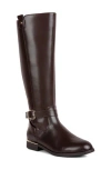 London Rag Renny Buckle Strap Embellished Calf Boots In Brown